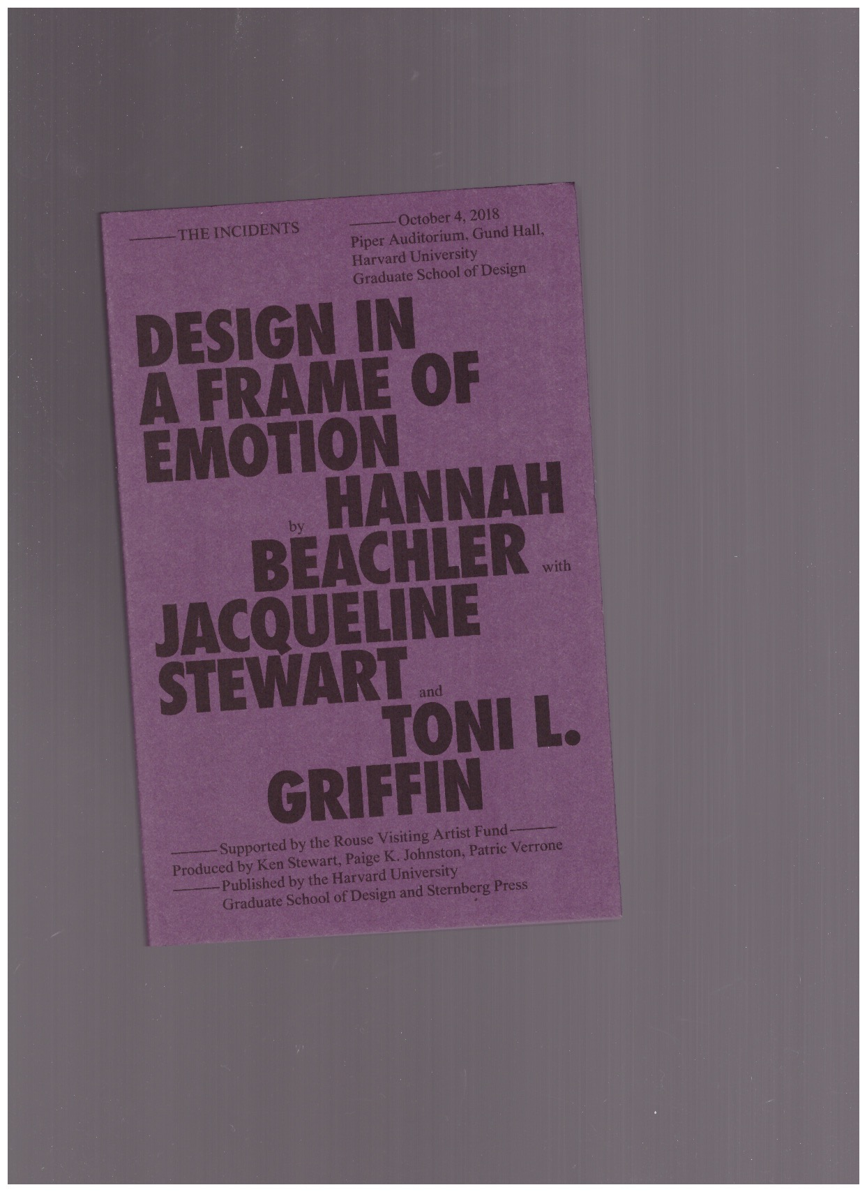BEACHER, Hannah; Steward, Jacqueline; GRIGGIN, Toni L. - Design in a frame of emotion